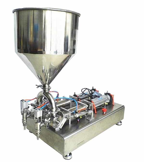 सौंदर्य प्रसाधनों के पेस्ट केचप सॉस के लिए 220 वी डबल हेड अर्ध स्वचालित क्रीम भरने की मशीन