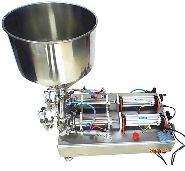 सौंदर्य प्रसाधनों के पेस्ट केचप सॉस के लिए 220 वी डबल हेड अर्ध स्वचालित क्रीम भरने की मशीन