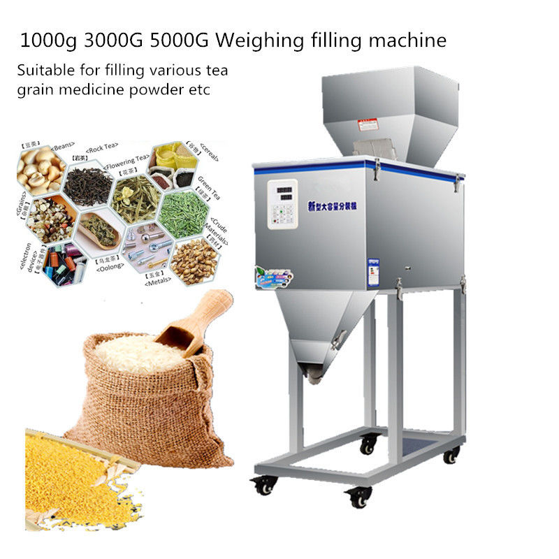 100-5000g कंपन कॉफी बीन्स चाय बैग पाउडर पाउडर पाउच अर्ध स्वचालित पैकिंग वजन भरने की मशीन