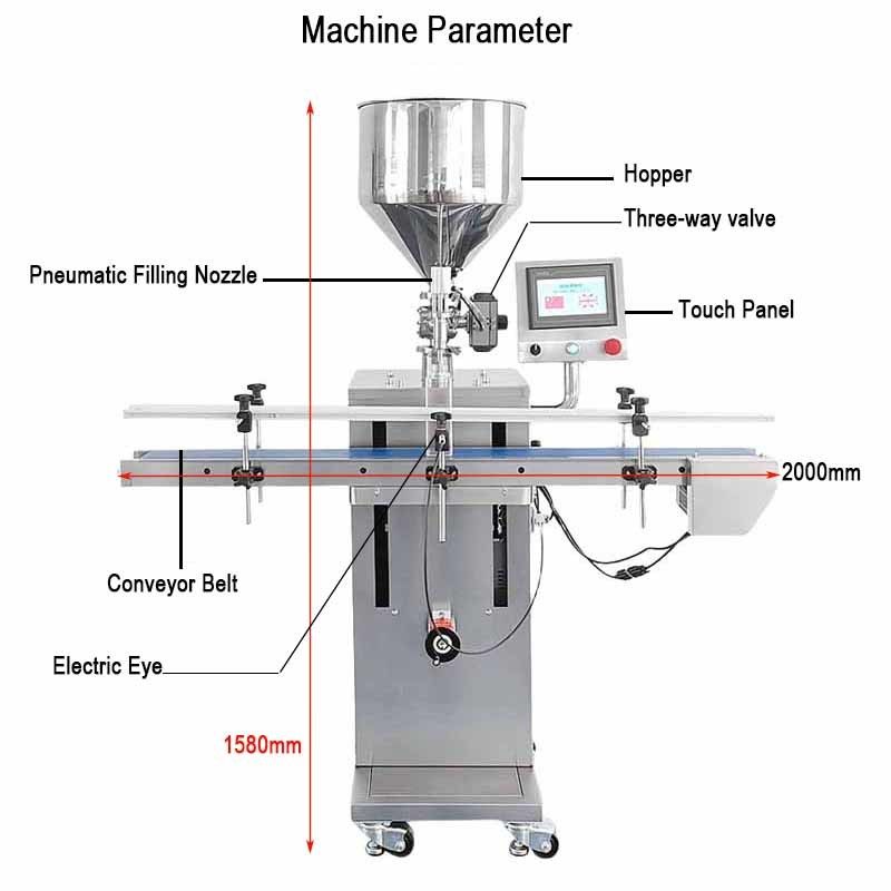 220V स्वचालित तरल सॉस भरने की मशीन क्रीम पेस्ट वर्टिकल पैकेजिंग मशीन एंटी-ड्रिप नोजल टच स्क्रीन के साथ