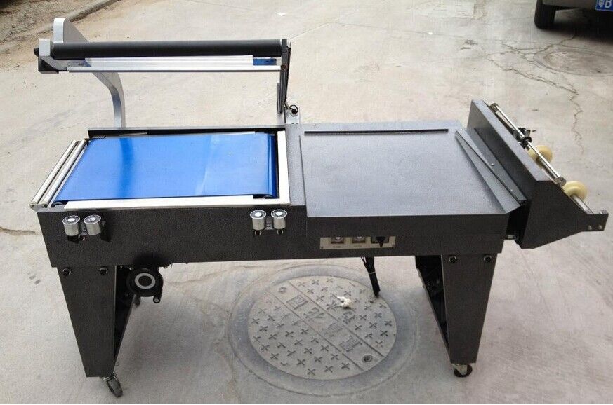 FQL-450+BSE-4525 L bar Heat Tunnel Shrinking Wrapping Sealing Machine for Small Business छोटे व्यवसायों के लिए हीट टनेल सिकुड़ने वाली पैकेजिंग सीलिंग मशीन