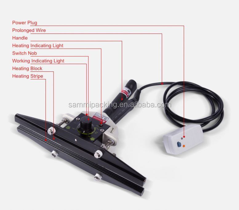 FKR-200 अर्ध-स्वचालित हैंड इम्पल्स सीलर मैनुअल सीलिंग मशीन कार्टन वस्तुओं और पेय पैकेजिंग के लिए