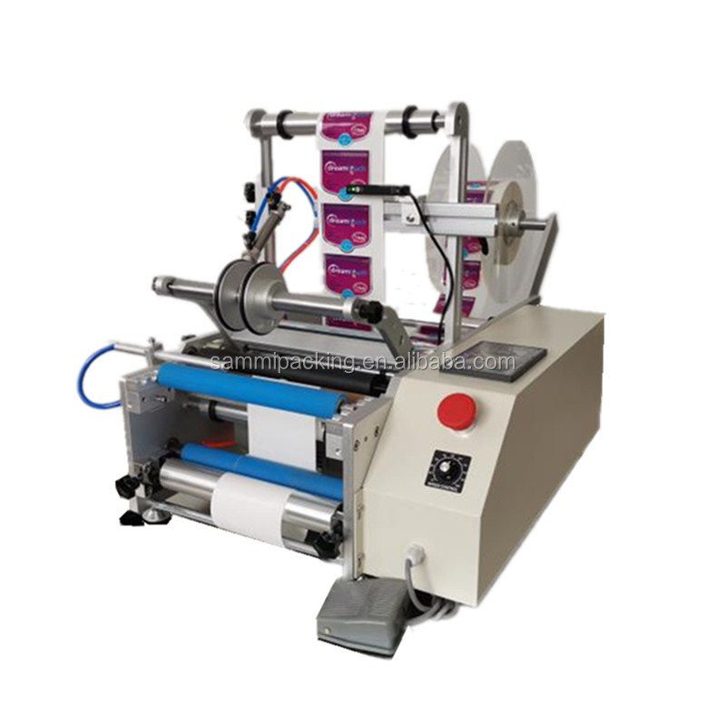 अर्ध स्वचालित 10ml ग्लास बोतल एकल/डबल साइड स्टिकर लेबल गोल बोतल लेबलिंग मशीन