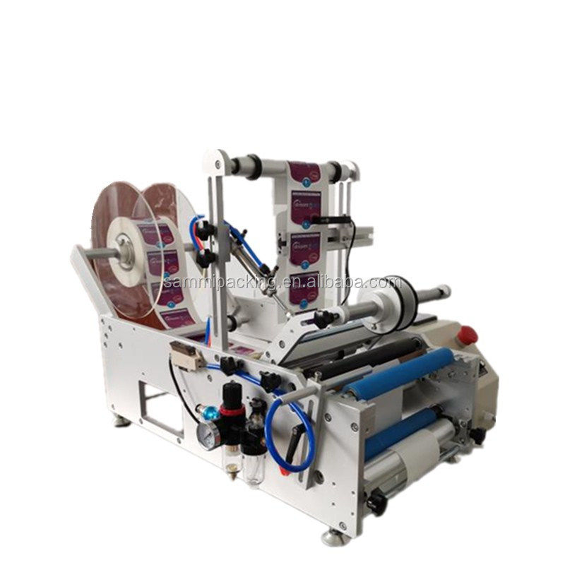 अर्ध स्वचालित 10ml ग्लास बोतल एकल/डबल साइड स्टिकर लेबल गोल बोतल लेबलिंग मशीन