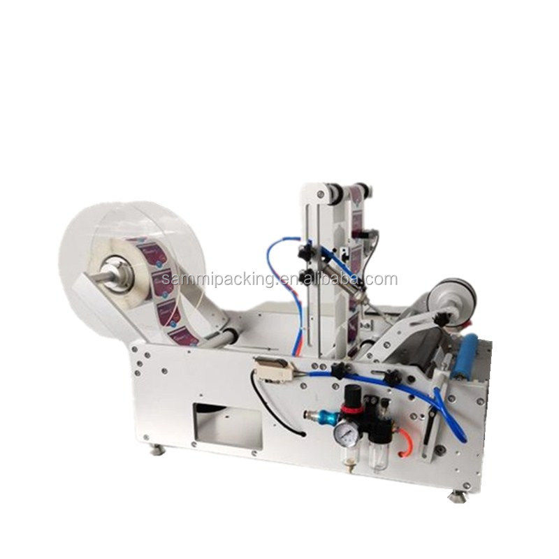 अर्ध-स्वचालित लेबलिंग मशीन दो तरफा गोल बोतल चिपकने वाला स्टिकर लेबलर प्लास्टिक कांच के जार दो तरफा लेबलिंग मशीन