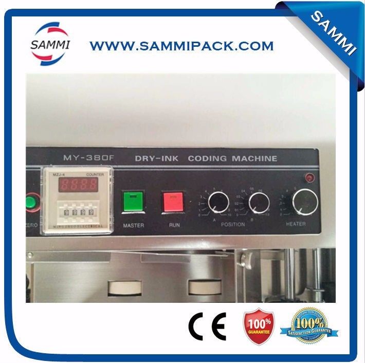 स्वचालित ठोस स्याही कोडिंग मशीन MY-380 बैच/दिनांक/समाप्ति संख्या प्रिंटर पेपर, फिल्म पैकेजिंग और लेबल के लिए हॉट इंक रोल के साथ