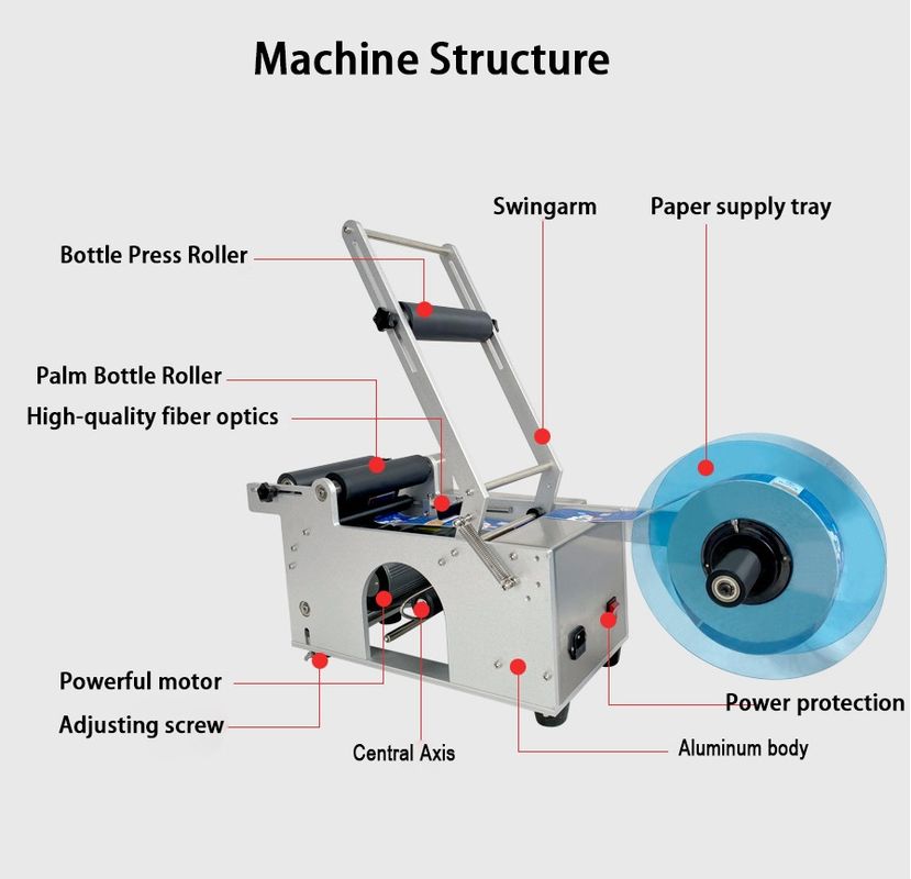 छोटे डेस्कटॉप बोतल पैकेजिंग लेबलिंग मशीन मैनुअल लेबलिंग मशीन के बजाय स्वचालित गोल बोतल लेबलिंग मशीन