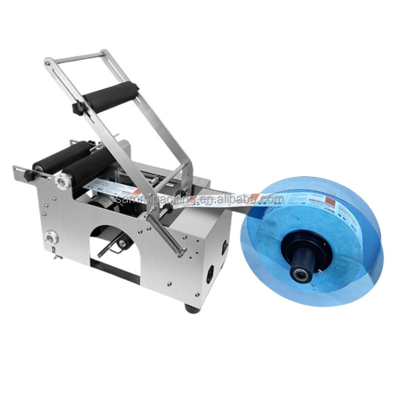 अच्छी बिक्री MT-50 ग्लास और प्लास्टिक गोल बोतल मैनुअल चिपकने वाला स्टिकर लेबलिंग मशीन