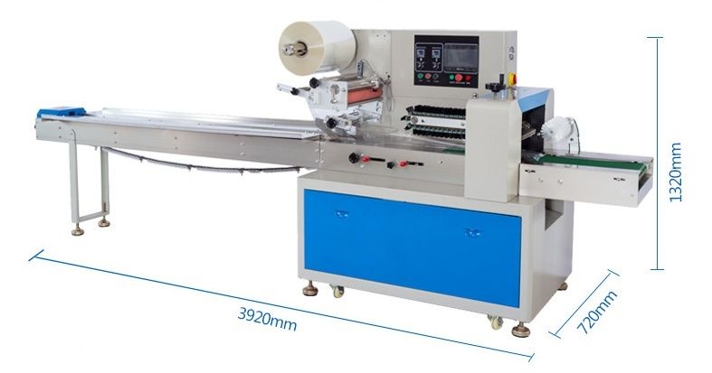 छोटी बिस्किट के लिए दोहरी आवृत्ति प्रवाह पैकिंग मशीन कुकीज प्रवाह पैकिंग मशीन खाद्य तकिया पैकिंग मशीन