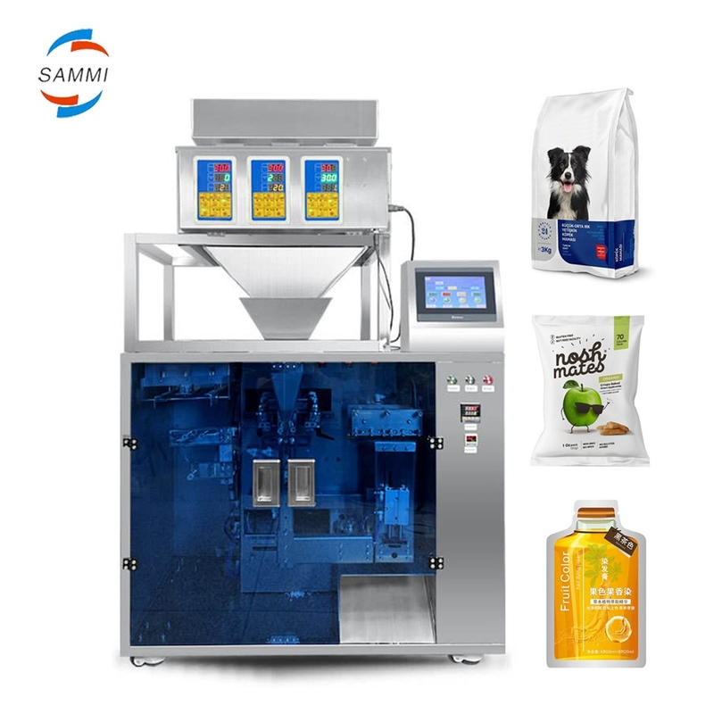 High Efficiency CE Certified Fully Automatic Stand Pouch Bag Filling Sealing Packaging Machine Gluing New Design Pre-made Bag
