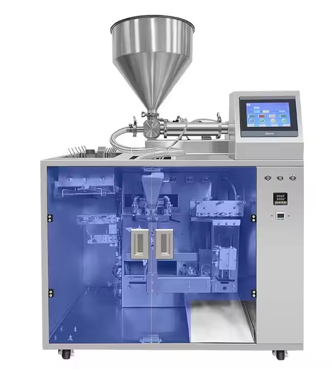 High Efficiency CE Certified Fully Automatic Stand Pouch Bag Filling Sealing Packaging Machine Gluing New Design Pre-made Bag