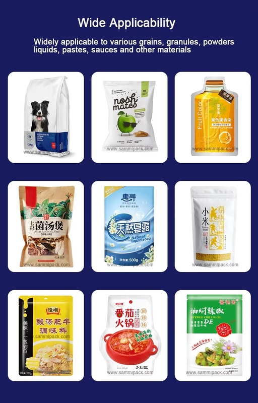 High Efficiency CE Certified Fully Automatic Stand Pouch Bag Filling Sealing Packaging Machine Gluing New Design Pre-made Bag