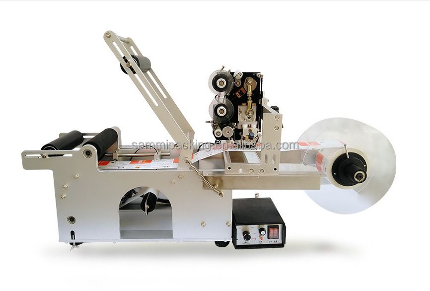 अर्ध-स्वचालित गोल बोतल लेबलर, उत्पादन तिथि के साथ लेबलिंग मशीन, बैच संख्या कोड मुद्रण