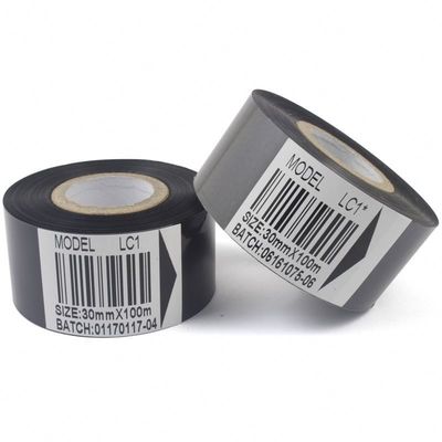 काला प्लास्टिक गर्म पन्नी रिबन 25mm 30mm 35mm समाप्ति तिथि प्रिंटर के लिए