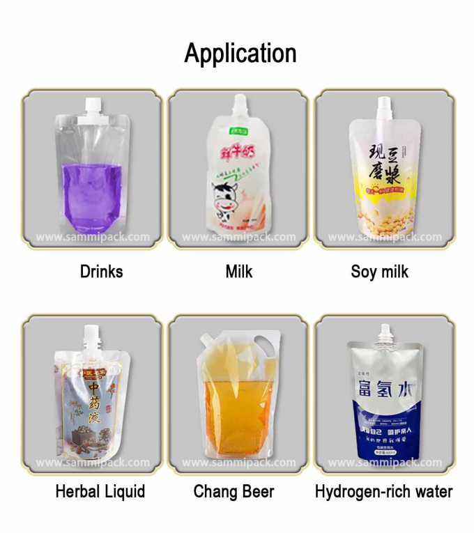 220V डबल नोजल लिक्विड वाटर स्पआउट पाउच बैग फिलिंग मशीन स्टैंड अप नोजल बैग सेमी ऑटोमैटिक फिलर और सीलर के साथ 1