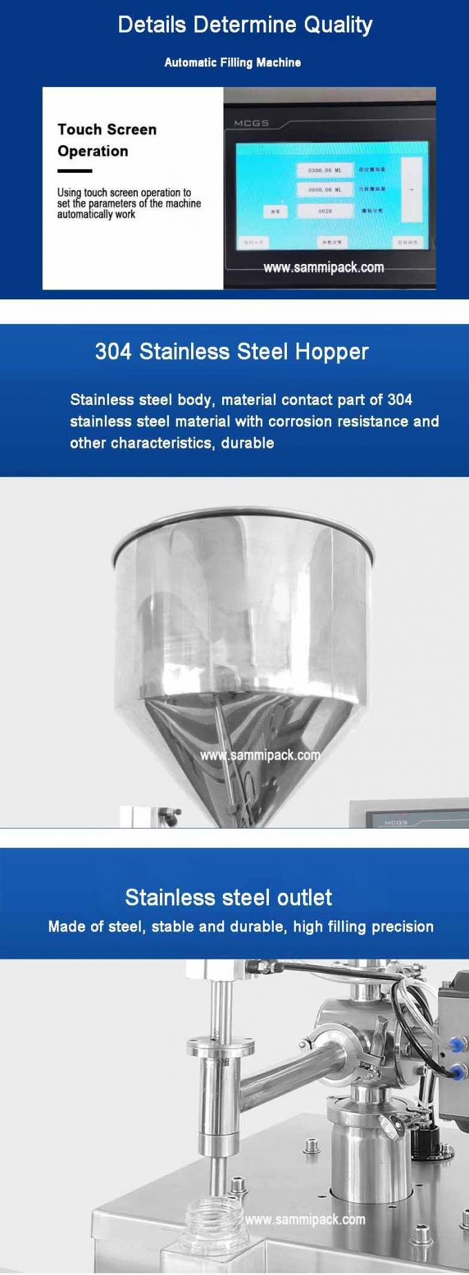 220V स्वचालित तरल सॉस भरने की मशीन क्रीम पेस्ट वर्टिकल पैकेजिंग मशीन एंटी-ड्रिप नोजल टच स्क्रीन के साथ 4