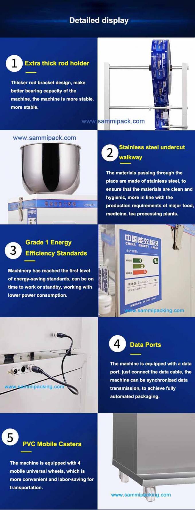 120.000 किलोग्राम एकल सकल वजन पेपर पैकेजिंग सामग्री चाय पाउडर पैकिंग मशीन हॉट स्टैम्प कोडर के साथ 7