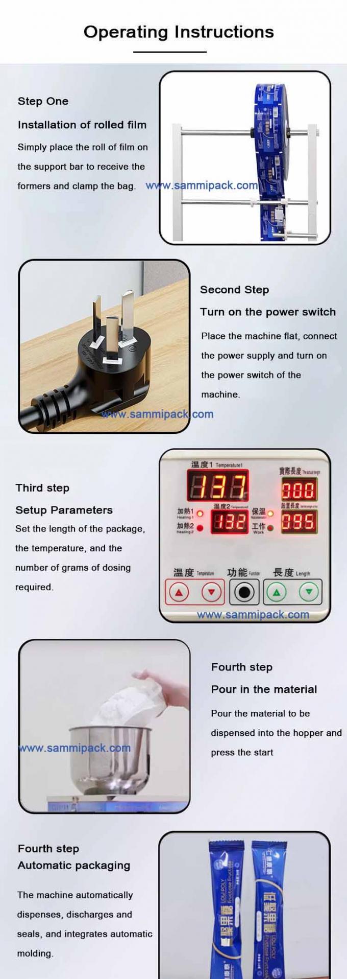120.000 किलोग्राम एकल सकल वजन पेपर पैकेजिंग सामग्री चाय पाउडर पैकिंग मशीन हॉट स्टैम्प कोडर के साथ 6