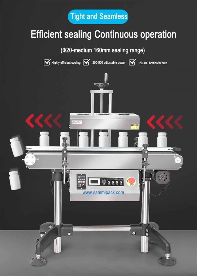 पेय डिब्बों बैरल एल्यूमीनियम पन्नी बोतल ढक्कन गियर के लिए उच्च कुशल निरंतर ऊर्ध्वाधर स्वचालित प्रेरण सील मशीन 3