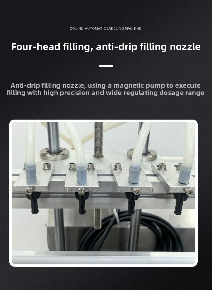 उच्च गति स्वचालित डेस्कटॉप 4 सिर चुंबकीय पंप तरल भरने कैपिंग मशीन पानी पेय के लिए स्वचालित भरने कैपिंग 3