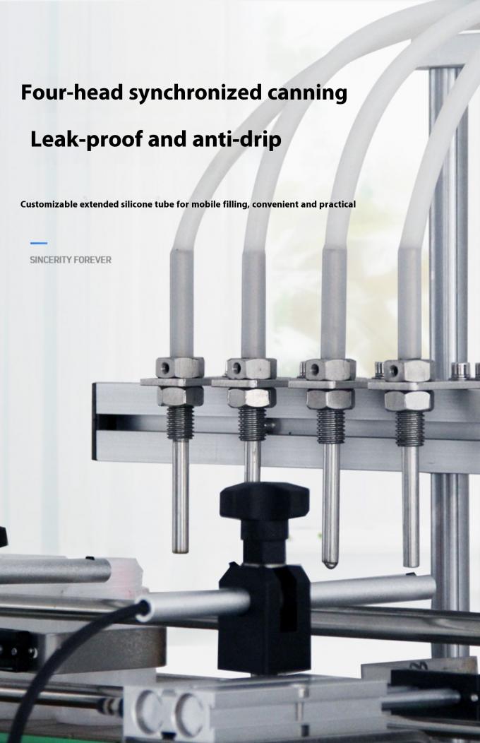 4 सिर टेबलटॉप स्वचालित चुंबकीय पंप जूस पानी तेल के लिए तरल भरने की मशीन 7